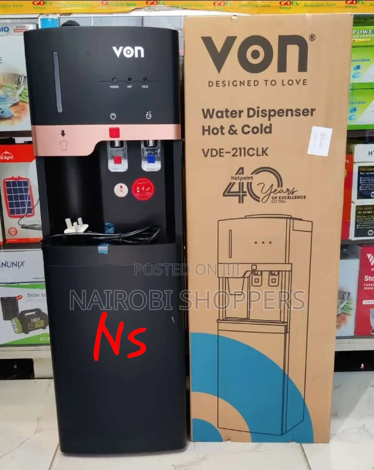 Von Hot and Cold Water Dispenser With Cup Holder