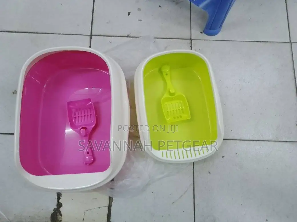 Cat Litter Box With Scoop Pink Color - Large Size
