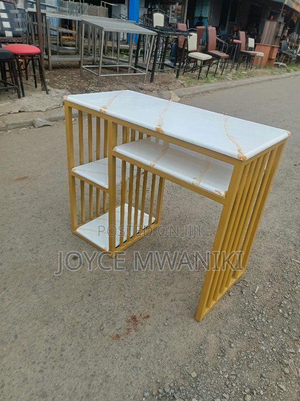 Manicure Marble Table, Gold and White  - main view