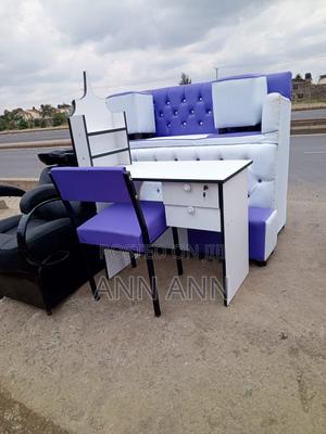 Pedicure Seat White and Purple 1 Sink and Manicure Table