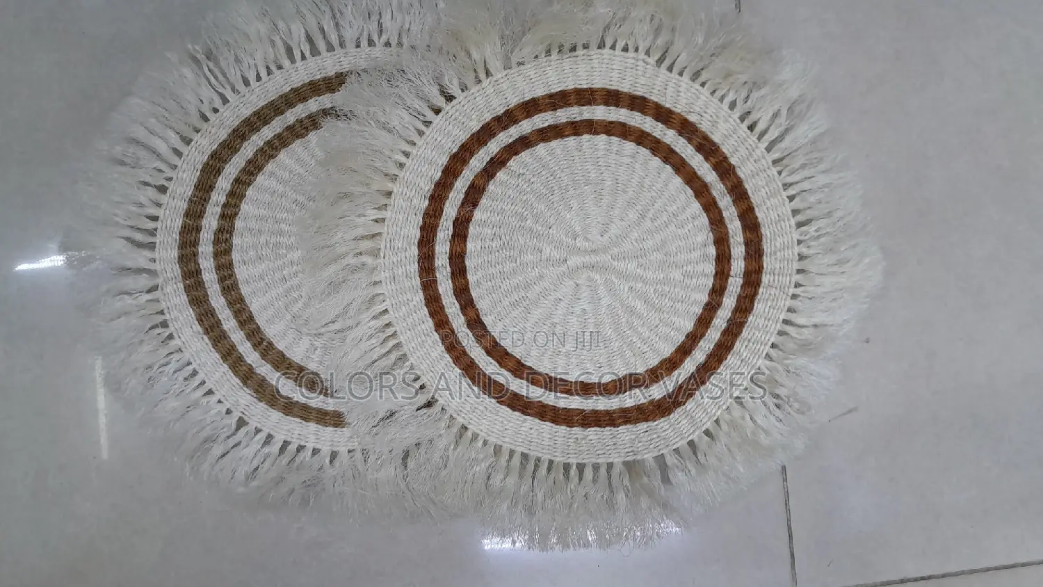 Brown White Striped Mats Decor
