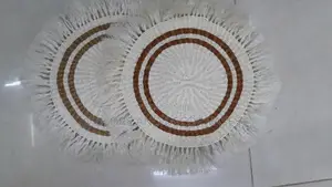 Brown White Striped Mats Decor