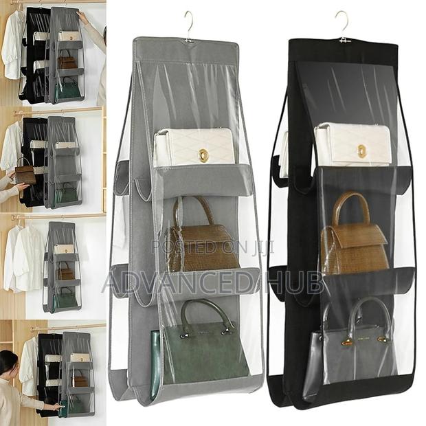 6 Pocket Double Sided Handbag Purse Hanging Organizer - thumbnail 2