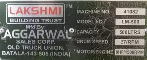 Lakshmi Mixer 500L From India