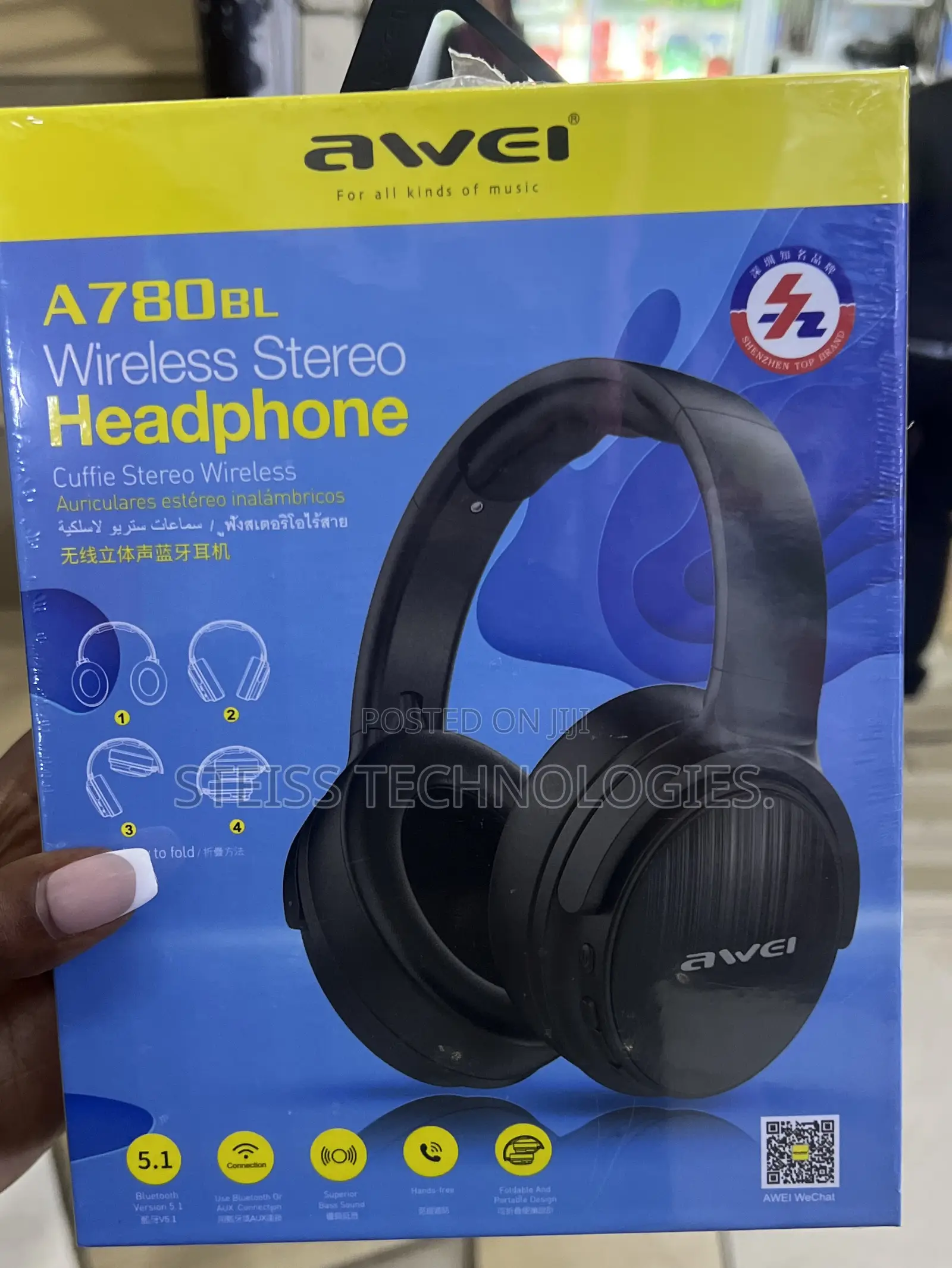 Awei A780bl-Wireless Stereo Headphones.