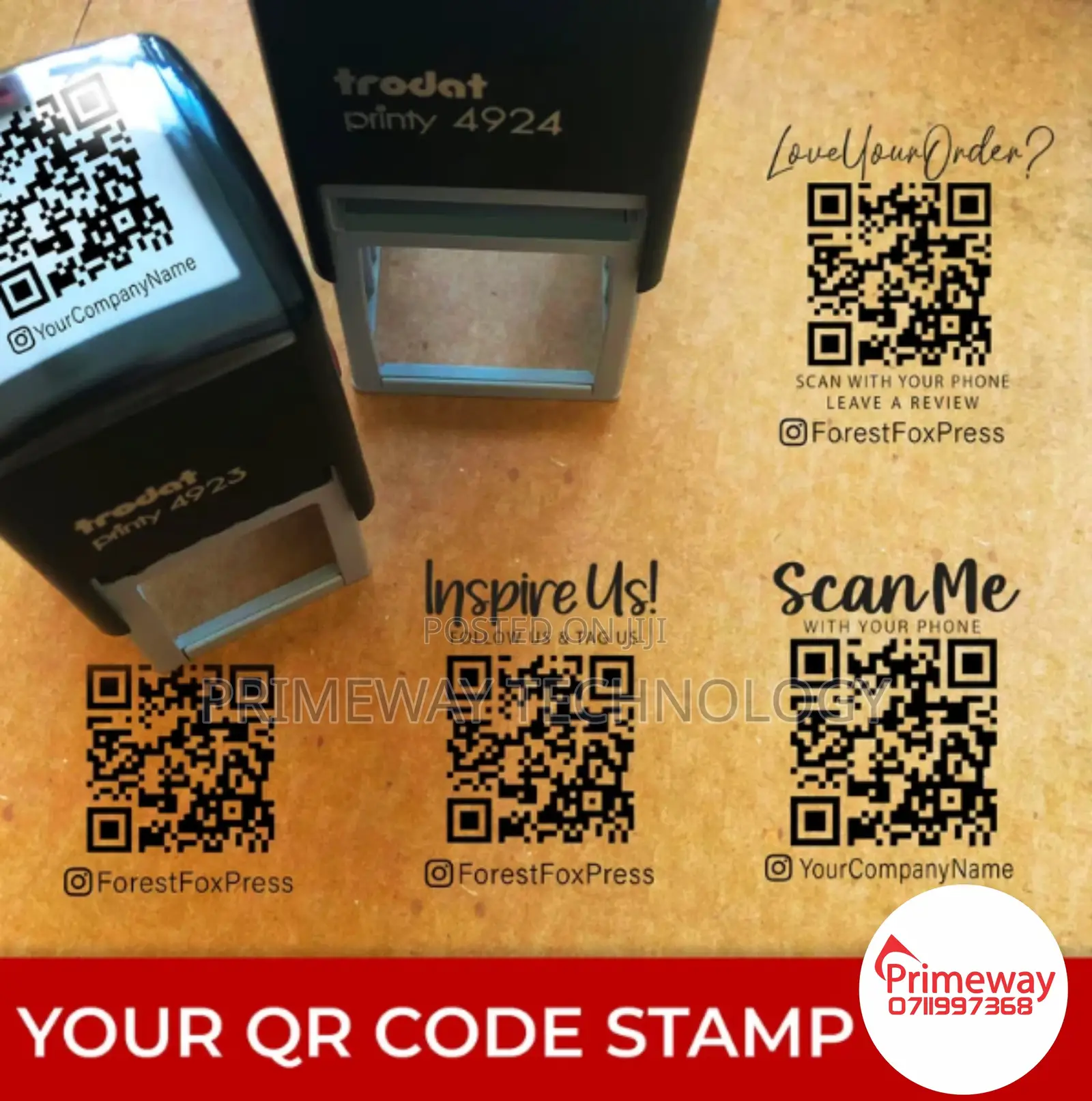 QR Code Self Inking Rubber Stamp