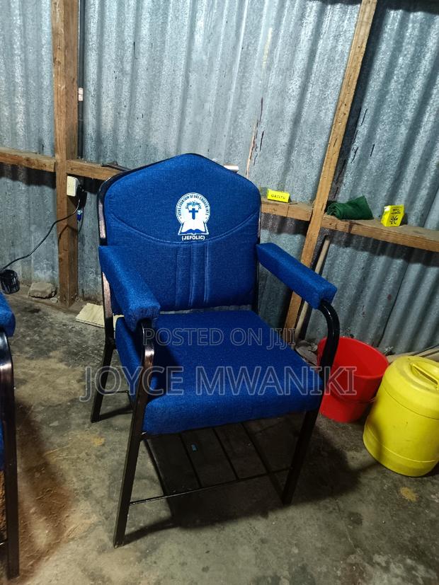 Church Chair, With Logo and Armrest Navy Blue