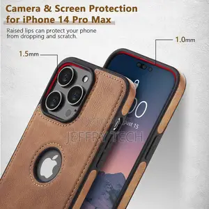 iPhone 14 Pro Max Leather Case, Thin Flexible Soft Grip Luxu