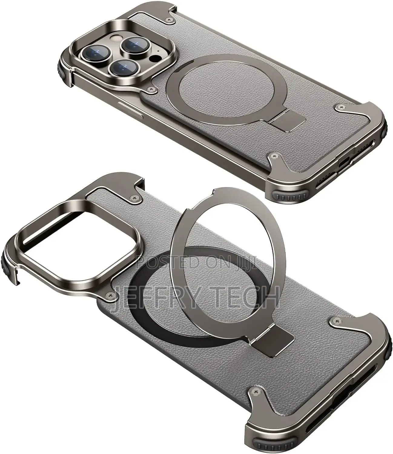 Metal Frameless Case for iPhone 15 Pro Max With Magsafe Kick