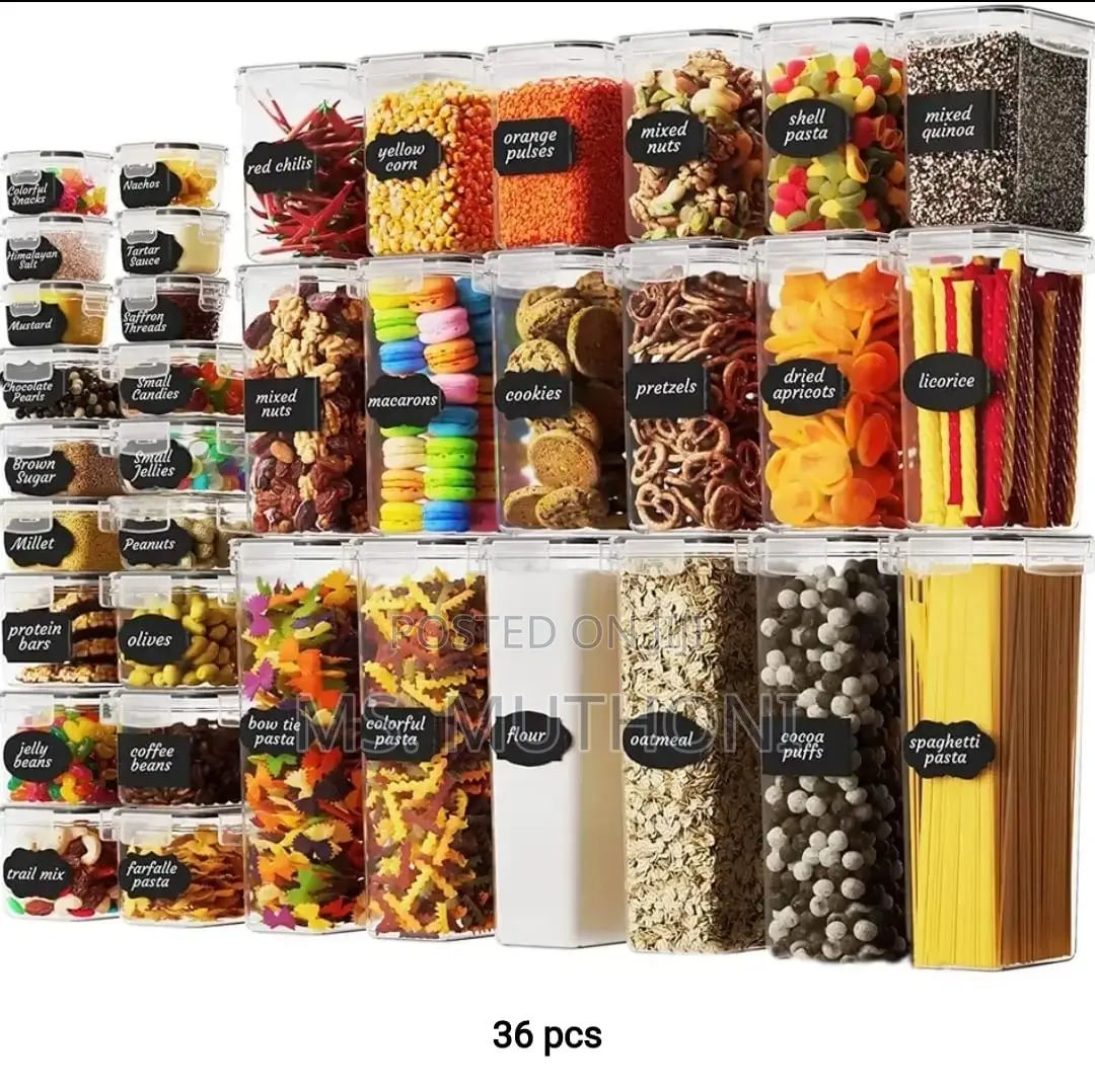 36pcs Bpa Free Airtight Plastic Containers/Labels