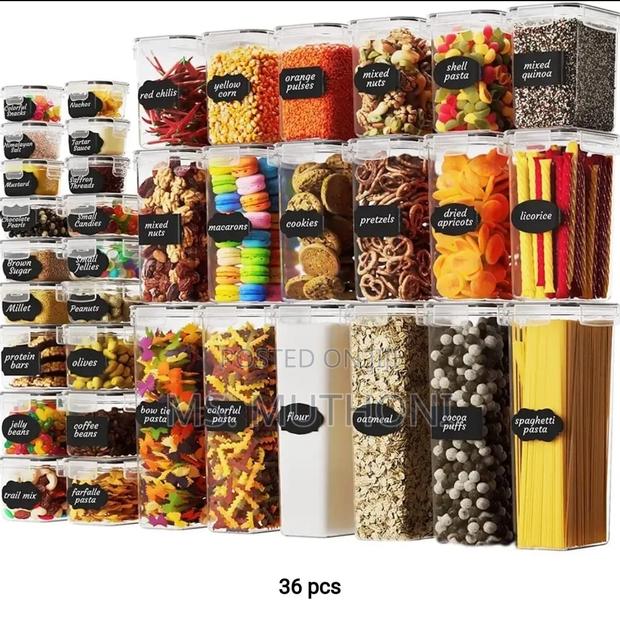36pcs Bpa Free Airtight Plastic Containers/Labels
