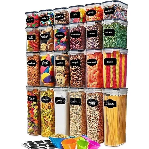 24pcs Bpa Free Airtight Plastic Containers Labels-