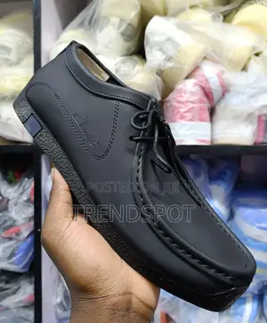 Clark Lace-Up Leather Shoes - All Black Leather Quality Men