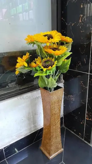 Big Sunflowers With Wooden Vase