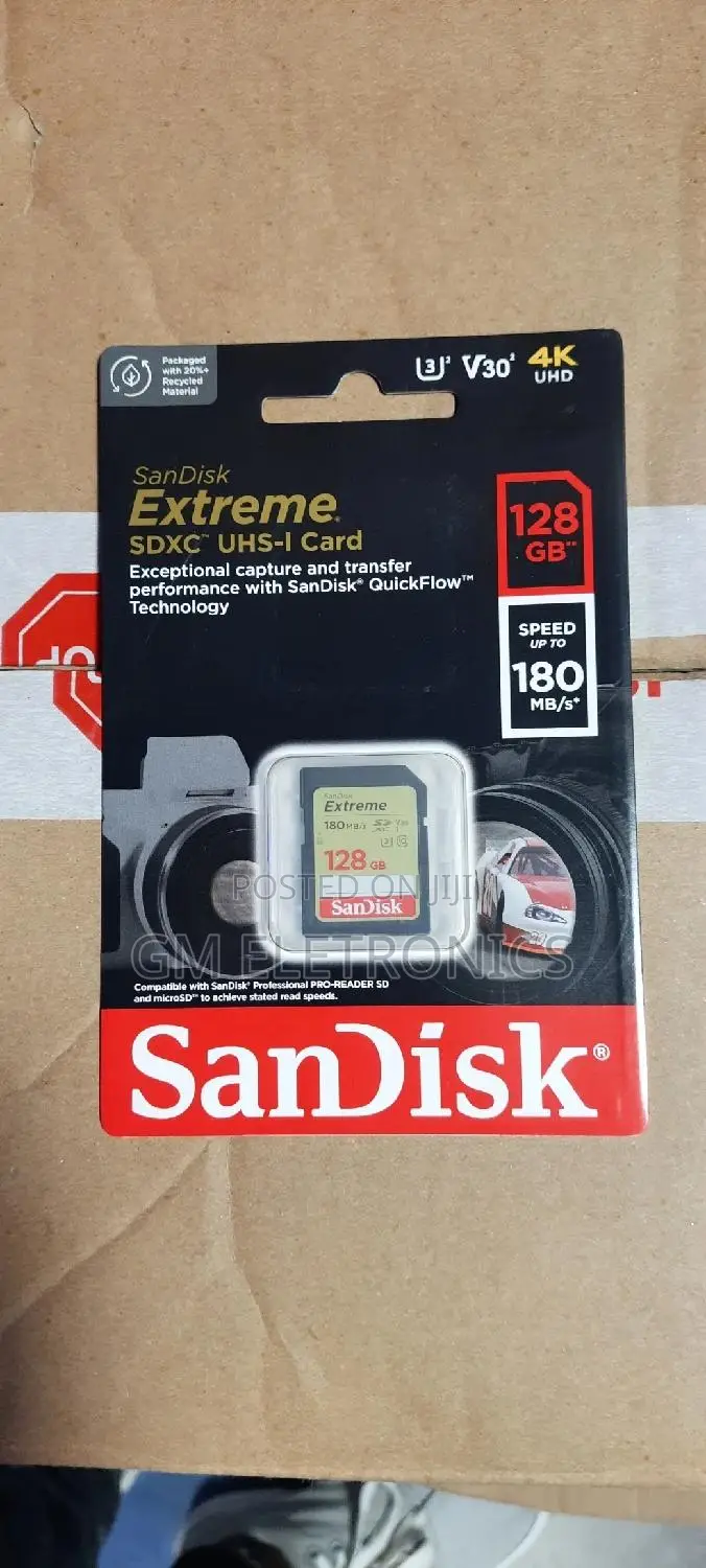 New 128gb Sandisk SDHC Card With 180mb/S Speed.