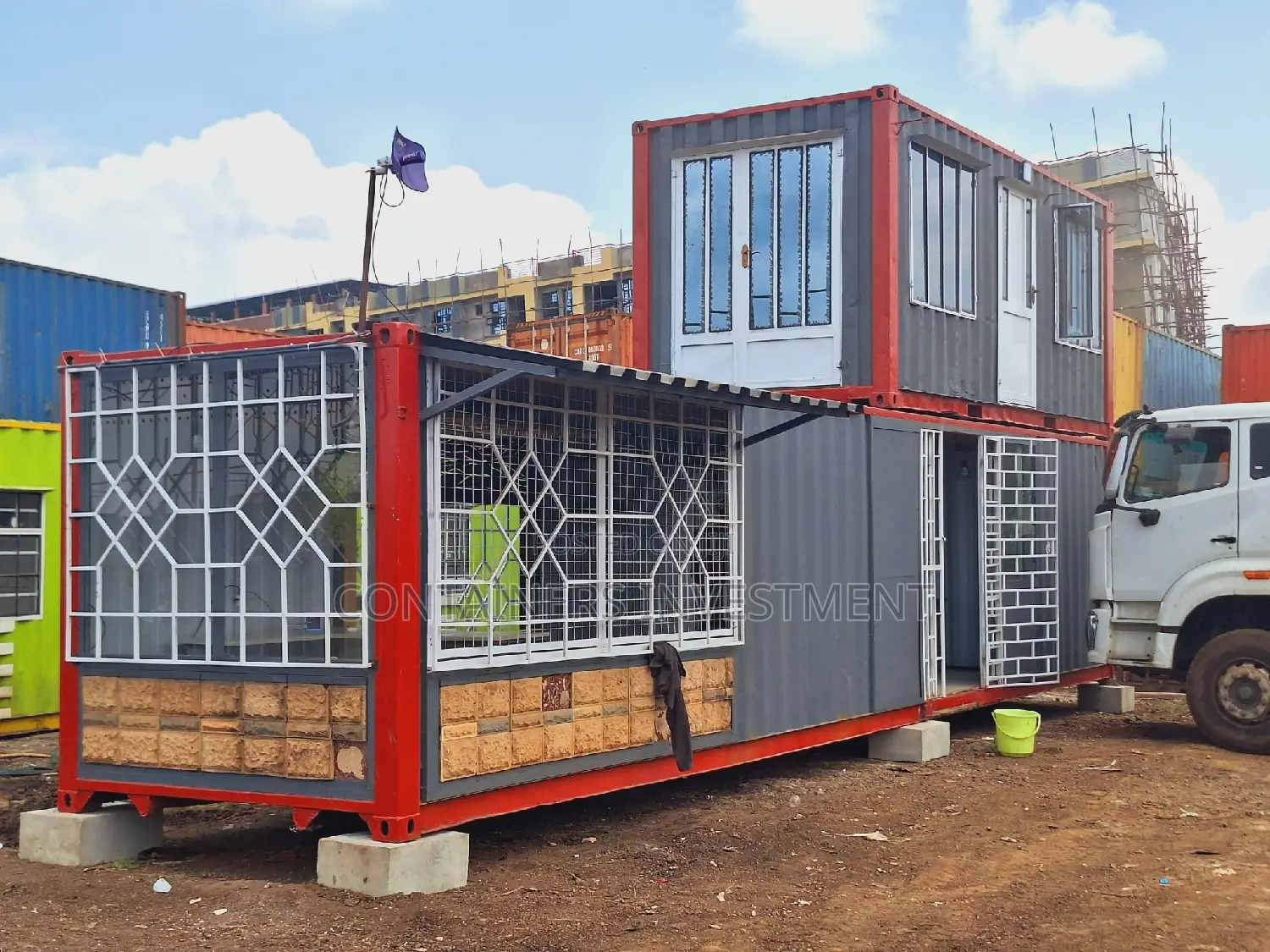 Container Office in Progress- Stacked Units.