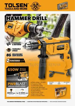 Drills Hammer Drill 650W Tolsen Impact Drill 650watts Drill