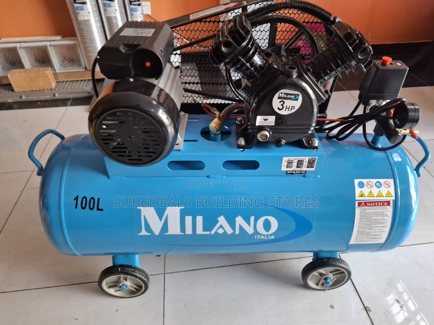 Milano 100l Double Piston Petrol Air Compressor