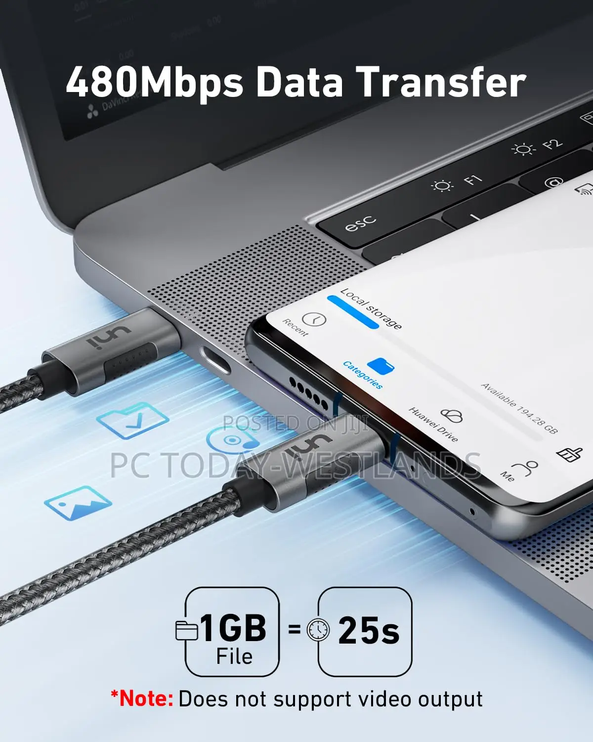 Uni 100W USB C to USB C Cable 15ft, Fast Charging Cable