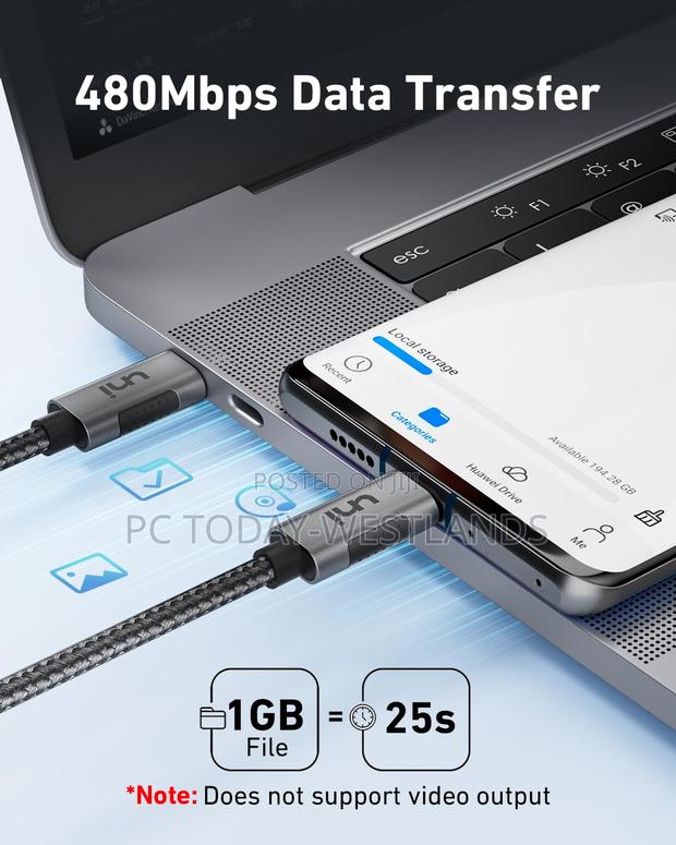 Uni 100W USB C to USB C Cable 15ft, Fast Charging Cable - thumbnail 5