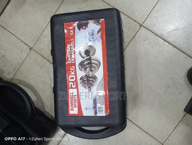 20kg Chrome Dumbbell Barbell Set Adjustable With Casing - main view