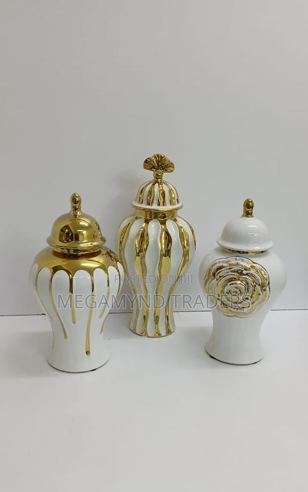 Ceremic GOLD-PLATED White VASE-GINGE/1pc Flowers Vase