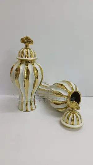 Ceremic GOLD-PLATED White VASE-GINGE/1pc Flowers Vase