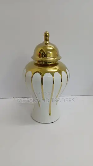 Ceremic GOLD-PLATED White VASE-GINGE/1pc Flowers Vase