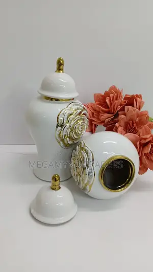 Ceremic GOLD-PLATED White VASE-GINGE/1pc Flowers Vase