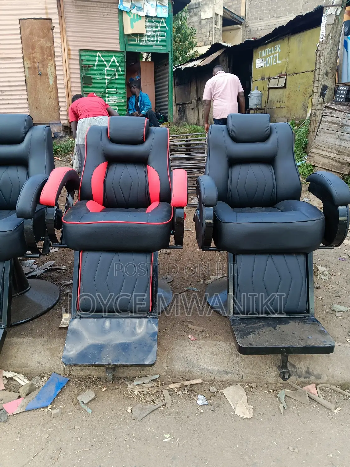 Barber Chairs, Red and Black 