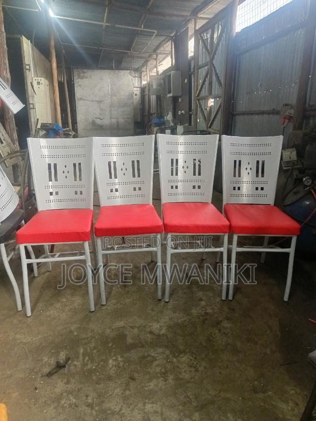 Restaurant Powder Coated Chairs, White and Red  - thumbnail 2