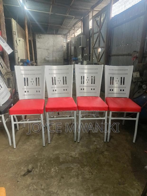 Restaurant Powder Coated Chairs, White and Red  - thumbnail 3