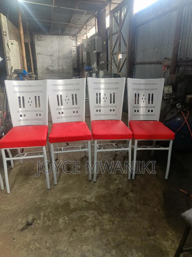 Restaurant Powder Coated Chairs, White and Red  - thumbnail 4