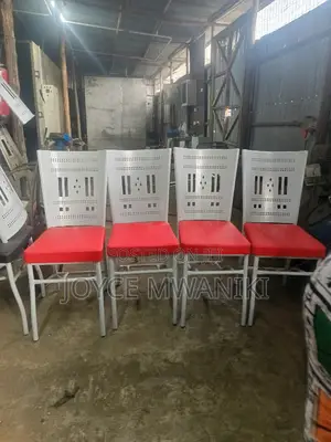 Restaurant Powder Coated Chairs, White and Red 