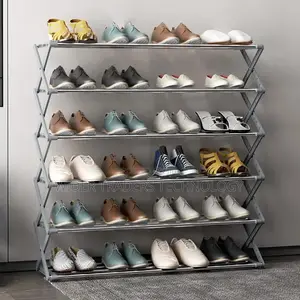 5 Layer Foldable Metallic/ Stainless Steel Shoe Rack