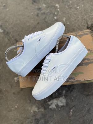 White Soft Leather Double Sole Vans - thumbnail 2