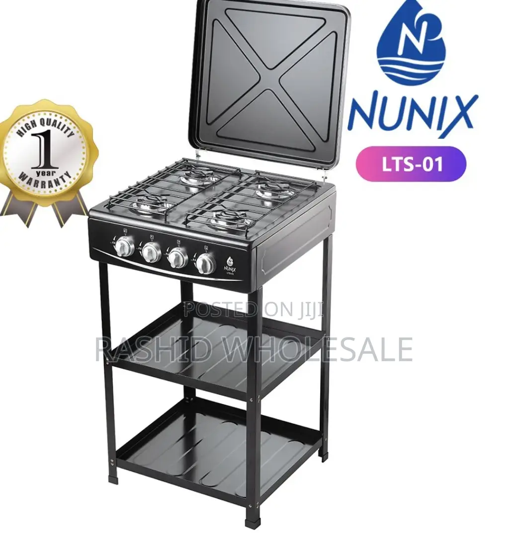 Nunix 4 Burner Standing Cooker With Shelves.