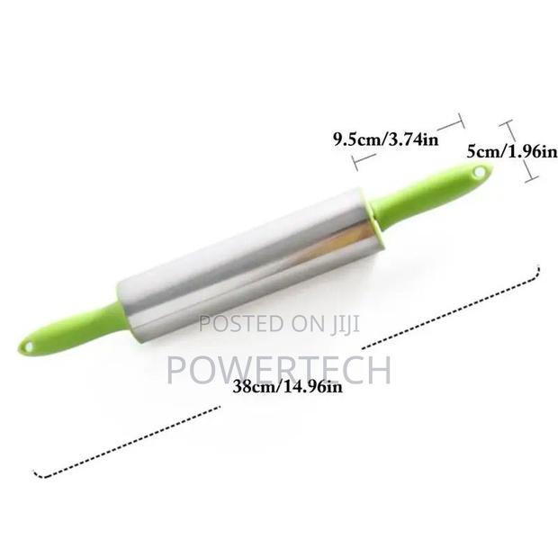 Non-Stick Stainless Steel Rolling Pin Dough Roller. - main view