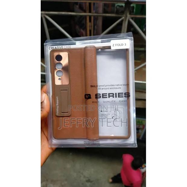 Samsung Galaxy Z Fold 3 Leather With Screen Protector, Fro - main view