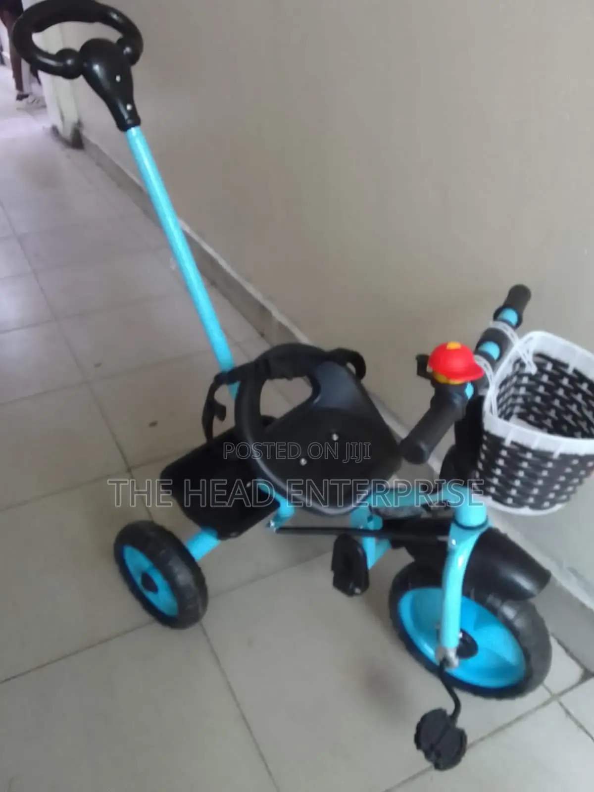 Blue, Kids Tricycle With Push Handle•