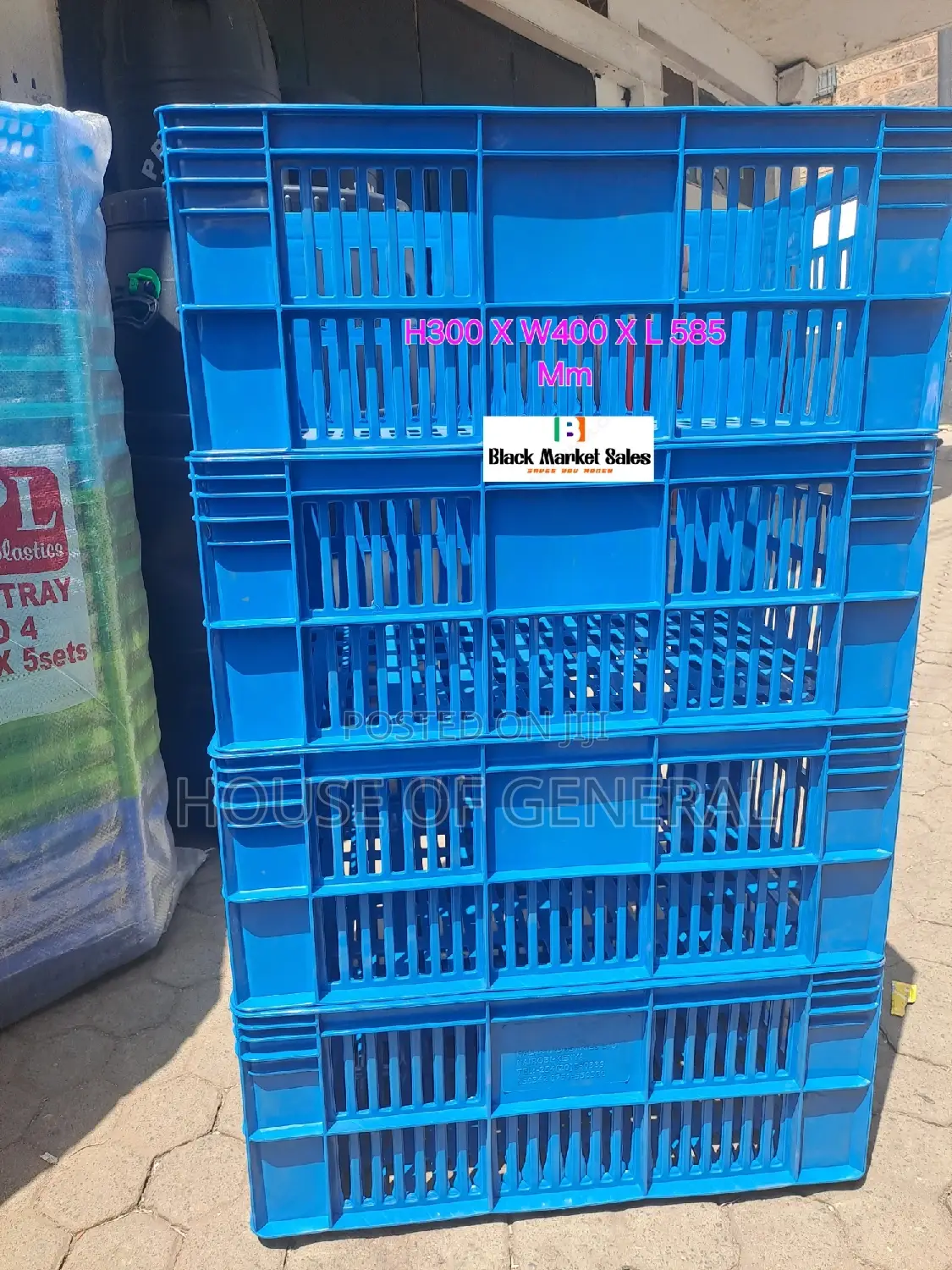 Blue Strong Plastic Crates Size H360 X W400 X L587