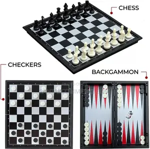 3 in 1 Magnetic Chess Checkers Backgammon Foldable Game