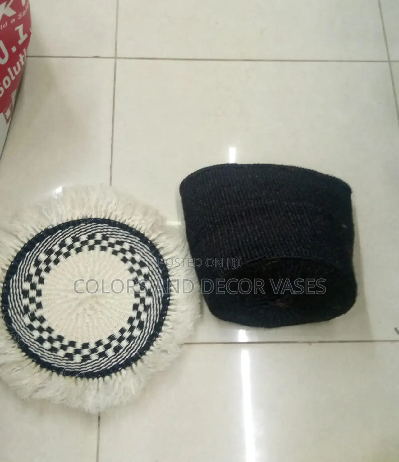 Black Basket and Matching Mat
