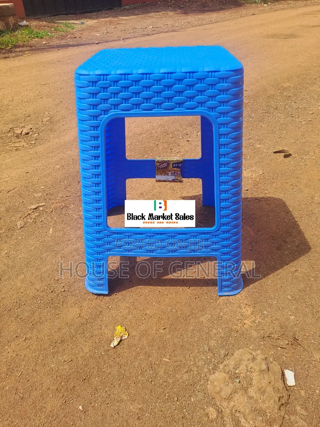 Blue Strong Bamboo Plastic Stool