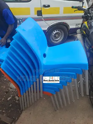 Armless Plastic Chair With Metal Legs
