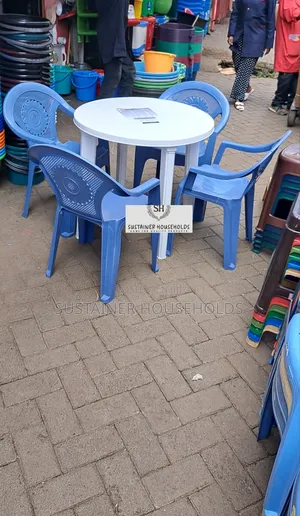 Round Plastic Table and Plastic Chairs Set