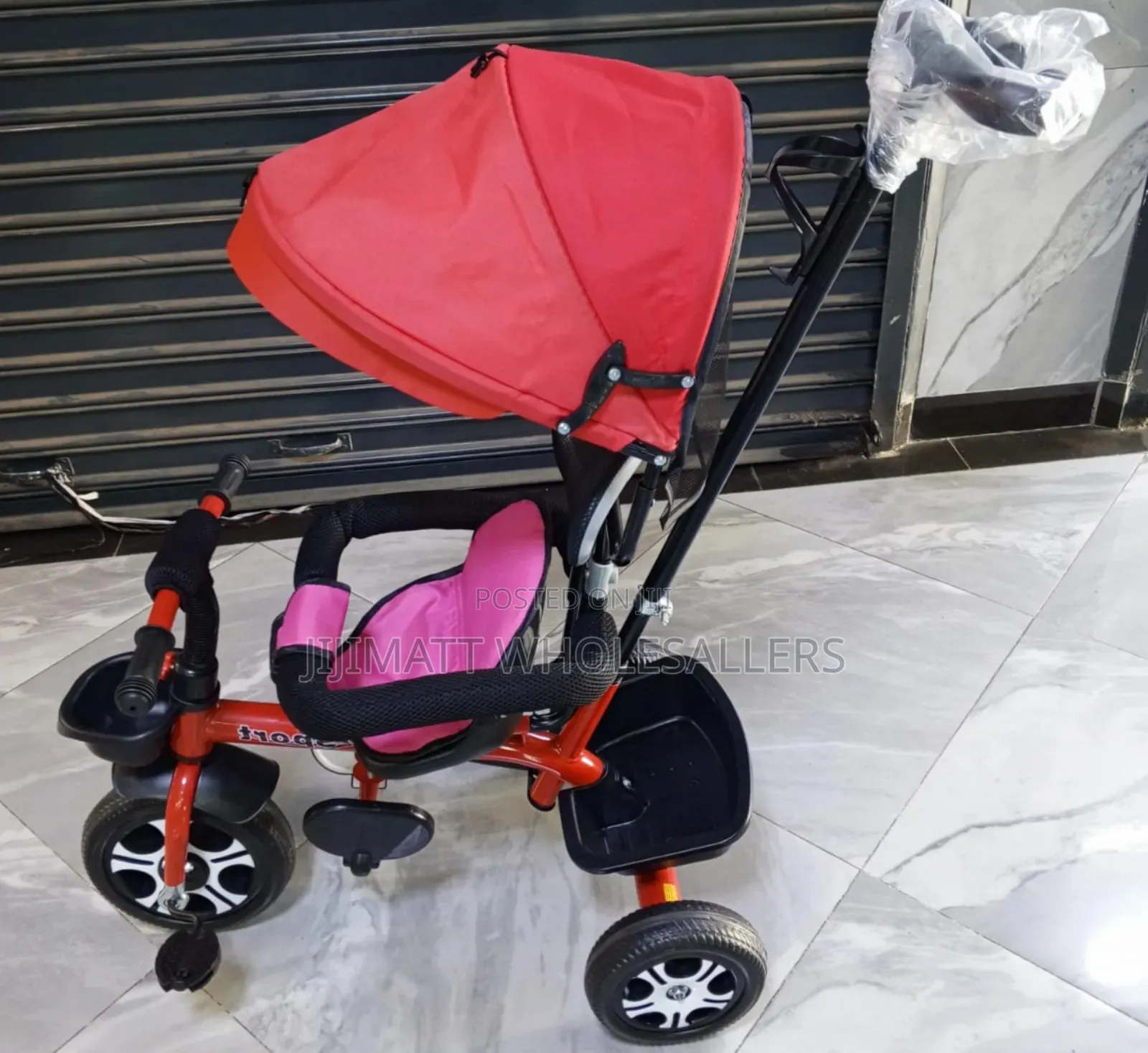 Push Tricycle With Canopy Red
