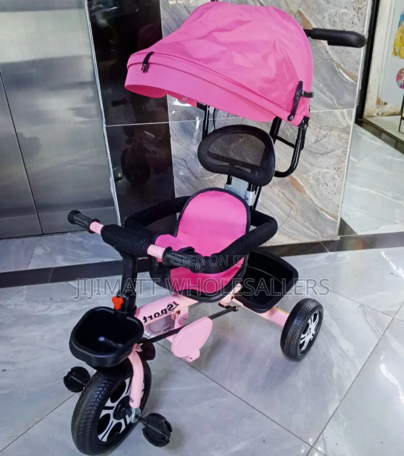 Push Tricycle With Canopy and Side Bars in All Colours