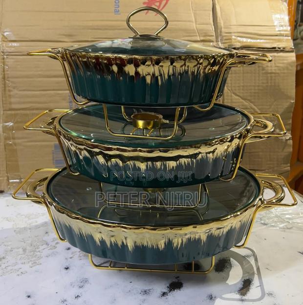 3 PCS Ceramic Chaffing Dishes 3.5 L , 3L and 2.5L