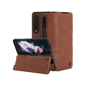 Leather Stand Case With Pen Slot for Samsung Z Fold 3
